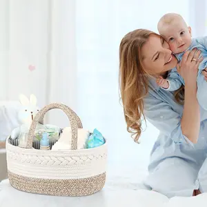 Baby Diaper Storage Basket, Handwoven Multi-Compartment Organizer, Portable Nursery Essentials, Available in Multiple Colors