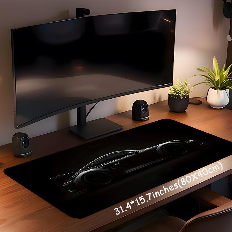 Black Luxury Sports Car Large Gaming Mouse Pad, Aesthetic Desktop Decoration Drotection Pad, Washable Rubber Pad Non-Slip Lock Edge Multi-Size Universal Mouse Pad Suitable For Home Office, Good Gift for Family and Friends, Non Slip Mousepad