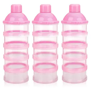 Formula Dispenser On The Go, 5 Compartments Stackable Formula Container for Travel, Baby Milk Powder Kids Snack Container, BPA Free