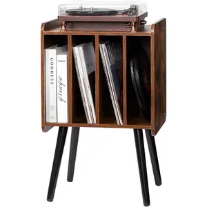 VEVOR Record Player Stand, 2 Tiers Turntable Stand with 4 Cabinets, Holds up to 100 Albums, Wooden Vinyl Record Storage Cabinet with Display Shelf for Bedroom, Living Room, BrownVEVOR Super Brand Day