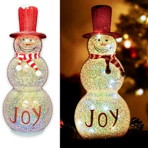 Lighted Snowman Christmas Table Decor – Colorful Hat & Scarf – Magical LED Holiday  for Indoor Home, Desk, Mantel, or Kids Room Ornaments Illuminated Lantern Decoration