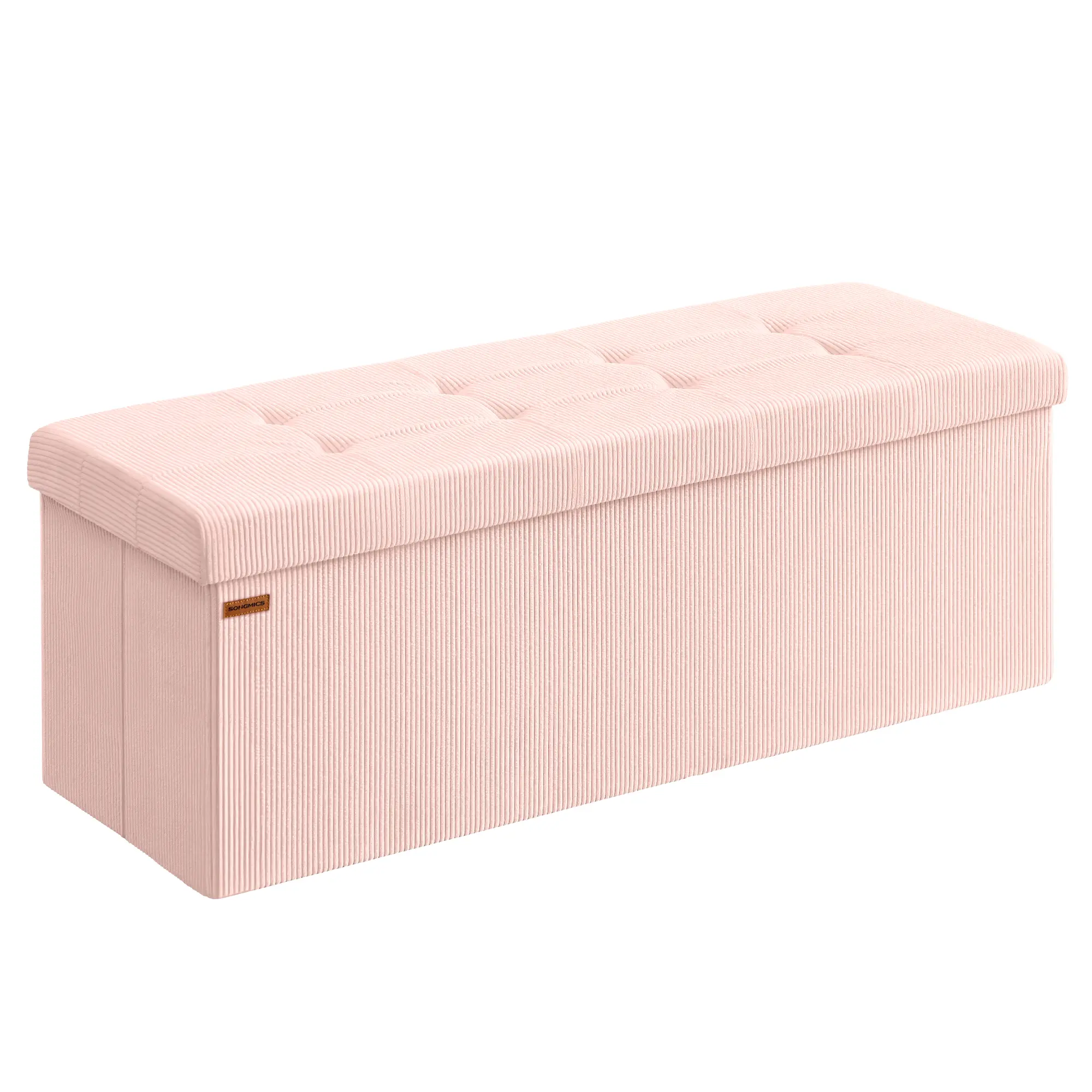 SONGMICS  - Storage Ottoman Bench, Foldable Foot Rest, 15 x 43 x 15 Inches, End of Bed Bench, Storage Chest, Load 660 lb, Living Room, Bedroom, Entryway