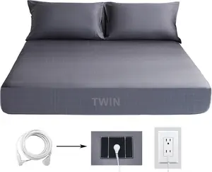 Grounding Sheets  Grounding Fitted Sheet  Fiber Grounded Bed Sheets Cotton Earth Sheet with Cord (39"x75"x14",Grey)