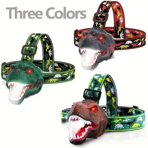 1pc Roaring Dinosaur LED Headlamp - USB Rechargeable 90° Rotating Head Lamp with Realistic Dinosaur Design, Bright Glow for Home Decor, Parties, Halloween, Christmas, Valentine'S Day Gift, Dinosaur Room Decor, Party Accessory, Playful Desig