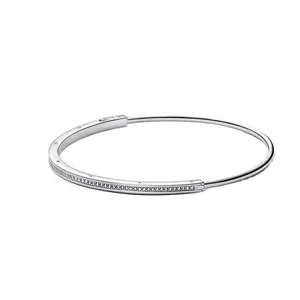 S925 Sterling Silver Signature I-D Pav�� Bracelet,Fit Bracelet Charm, Gift for Her