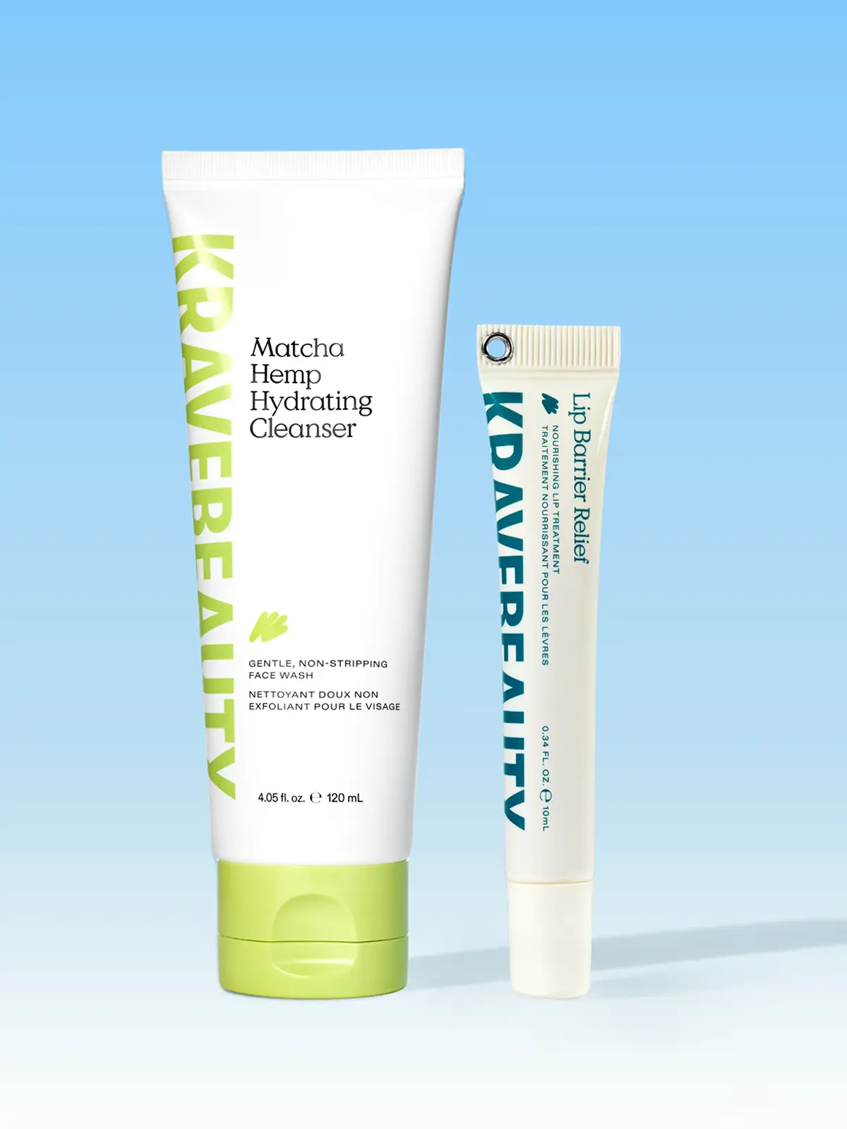 KraveBeauty Daily Comfort Cleanse & Nourish Duo - Matcha Hemp Hydrating Cleanser & Lip Barrier Relief