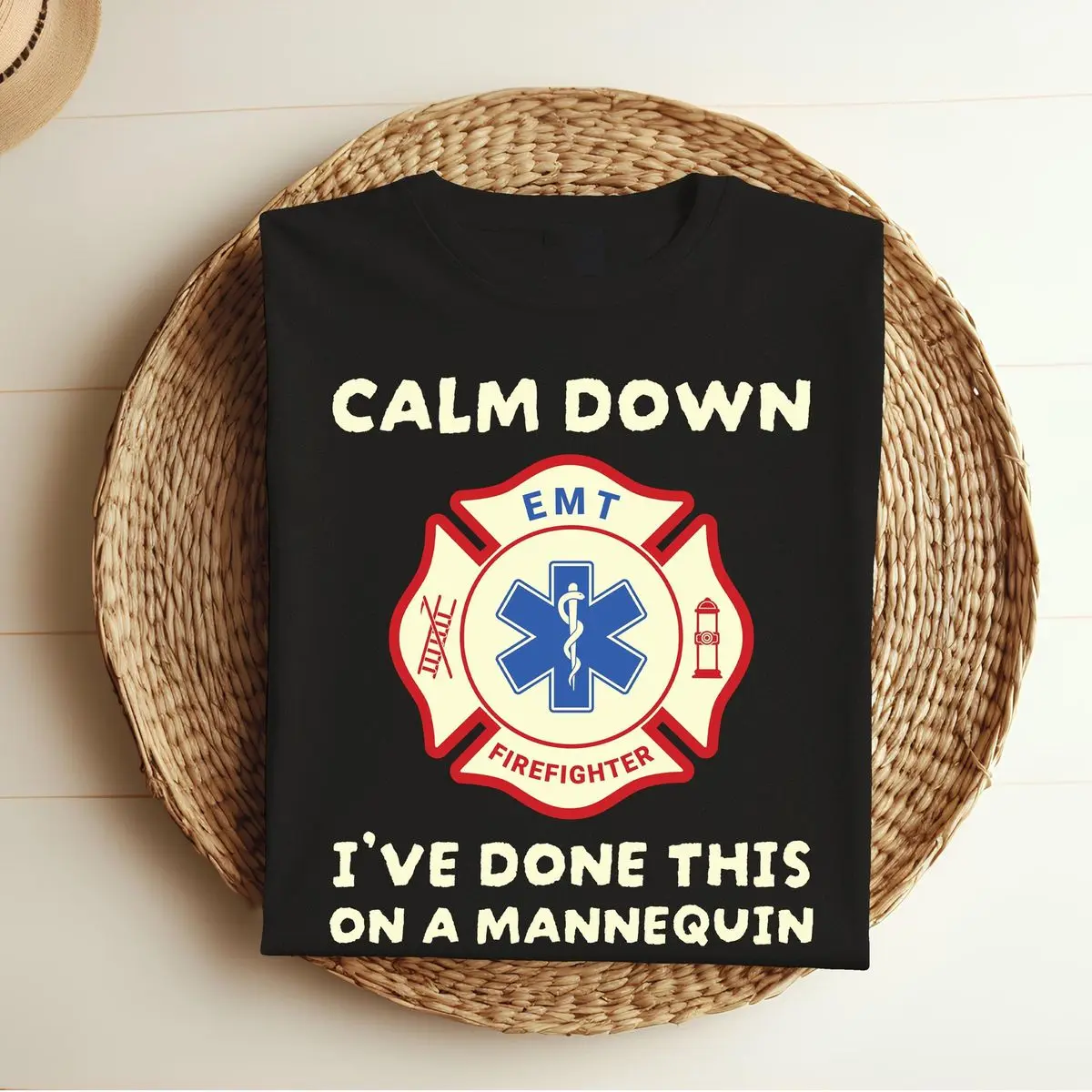 Paramedic First Responder Emt Firefighter Gifts, Emt Flag Shirt, Calm Down I've Done This T-Shirt Sweatshirt Hoodie, Unisex Sweater Pullover Tee Cotton Printed