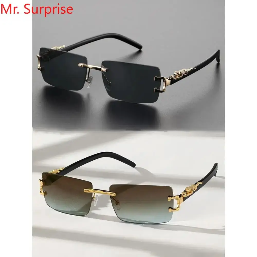 Unisex Frameless Rectangular Sunglasses (2-Pack) - UV 400 Protection, Stylish Personalized Design, Customizable Names, Ideal for Daily Use, Trendy Sunglasses, Stylish Sunglasses