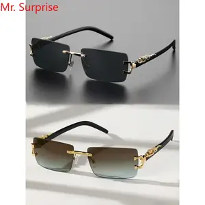 Unisex Frameless Rectangular Sunglasses (2-Pack) - UV 400 Protection, Stylish Personalized Design, Customizable Names, Ideal for Daily Use, Trendy Sunglasses, Stylish Sunglasses