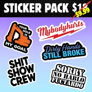 Funny Blue Collar Sticker Pack 5 Waterproof Vinyl Car Stickers for Hard Hat, Toolbox, Laptop  Dirty Humor Construction Stickers