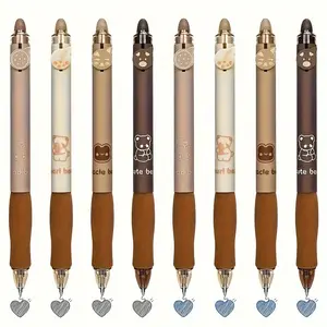 4pcs, Cute Bear Erasable Pens, Kawaii Pens, Retractable Erasable Pens, 0.5mm Black/blue Ink Erasable Pens, Quick-drying Ink Erasable Pens, Student School Office Supplies, College Student Pen