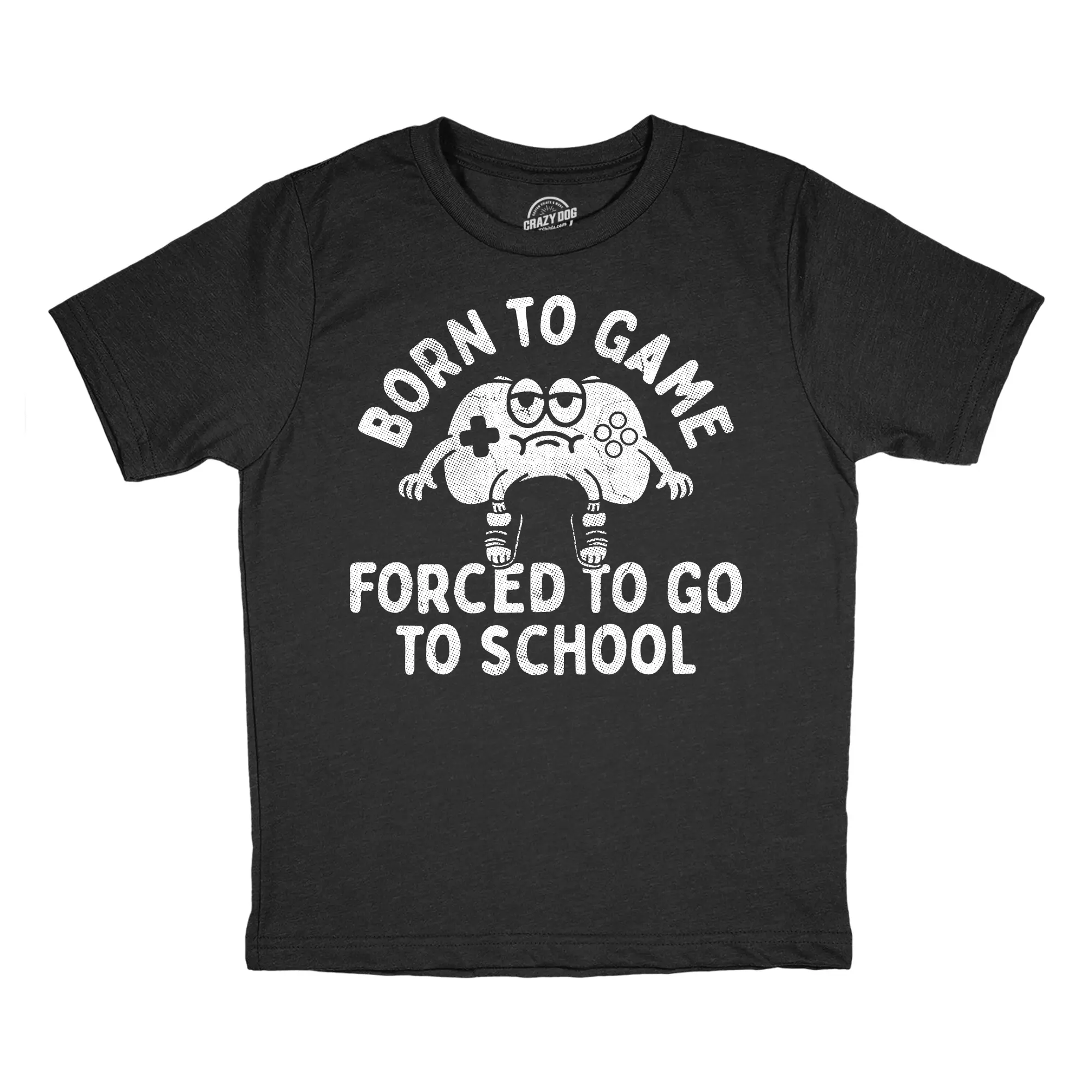 Youth Funny T Shirts Born to Game Forced to Go to School Sarcastic Graphic Novelty Tee for Young Kids Funny T Shirts Sarcastic Tops for Kid Funny Gamer Short Sleeve Novelty Tees for Kids Black -