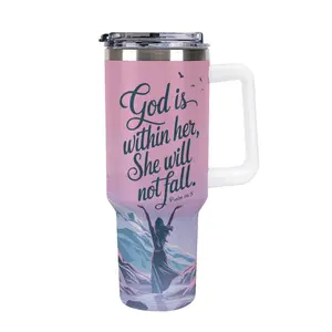 Bible Verse Tumbler Gift, God Is Within Her She Will Not Fall Tumbler, Christian Tumbler Bible Gift ,Verse Gift for Her ,Stainless Steel Cup,Christian Quote Cup