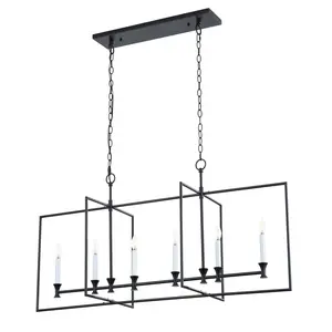 6-Lights Black Farmhouse Metal Frame Kitchen Island Lights