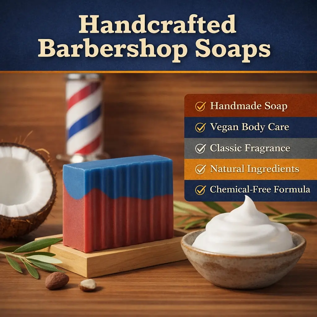 Sandbar Suds Ole Time Barber Shoppe Soap Handmade 7oz Vegan Body Care with Classic Fragrance Natural Ingredients Chemical-Free Formula