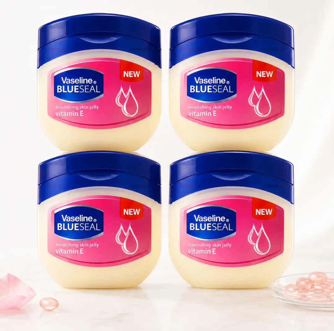 Vaseline Vitamin E Nourishing Petroleum Jelly Value Bundle (50mL / 1.7oz) Blue Seal Skin Jelly Moisturizer - Deep Hydration Dry Skin Relief Body Face Lip Care Multipack Set Bulk