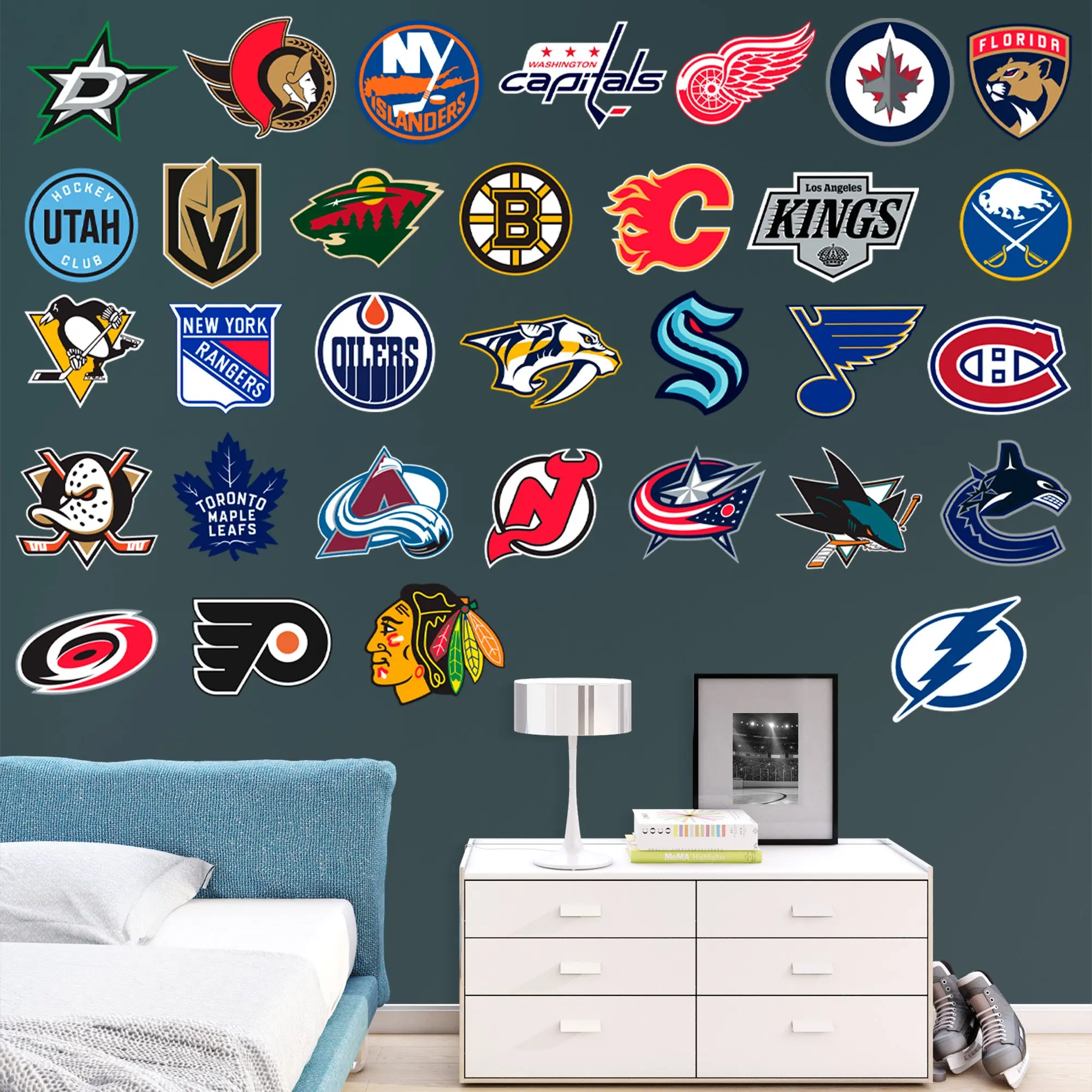 NHL Teams - RealBig Logo Collection - Official NHL - Reusable Vinyl Wall Decals, Adhesive Stickers, Stickers, Decor, Decoration Items, Room Decor