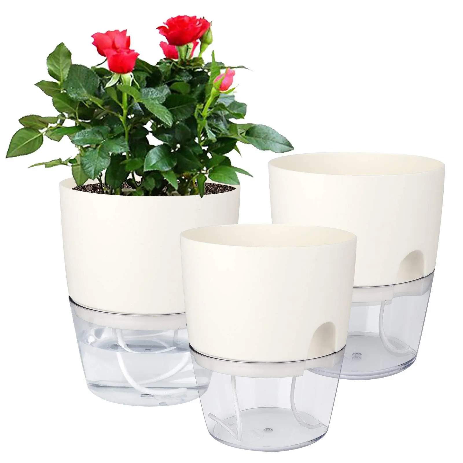 Self-Watering Lazy Planter, Resin Transparent Dual-Layer Pot, Wholesale Succulent Flower Pots, Self Watering Planters, Durable and Aesthetic Design