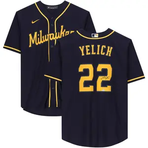 Christian Yelich Milwaukee Brewers Autographed Blue Alternate Nike Replica Jersey - Fanatics Authentic Certified - MLB Memorabilia