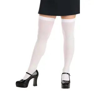 Women's Opaque White Thigh High Stockings