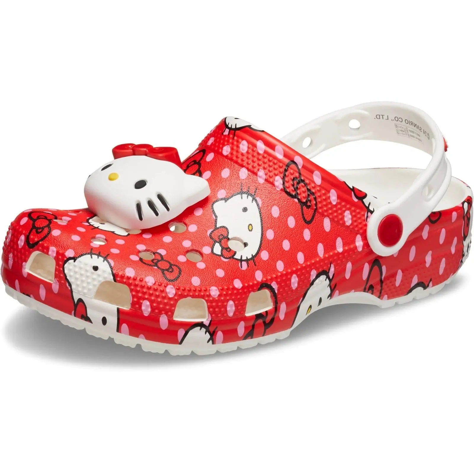 Crocs Classic 210575-90H Flat Clogs, Men's Red White Hello Kitty Casual Everyday Wear Comfort Shoes JAX2052