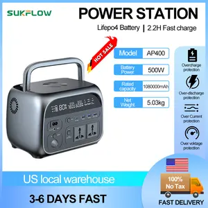 【Flash Sale】SUKFLOW 500W Portable Power Station 345WH/230WH Camping Lifepo4 Battery 220V /120V Outlets Power Bank UPS Function Backup Energy Storage