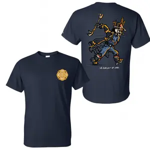 In Pursuit Of Jobs Skeleton Firefighter T-Shirt, 2 Sides, Fire Dept Badge Graphic Tee