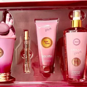 Luxury Pink Fragrance Gift Set 4-Piece – Perfume, Body Lotion, Mini Spray & Body Mist for Women