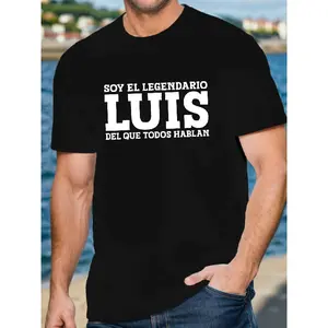 clothing merch flash sale LocalMen'S Men'S Spanish "Luis The Legend" Graphic T-Shirt - Black with White Print Short Sleeve Crewneck, Lightweight Summer Casual & Gym Top for Outdoor Training, Beach, Casual Attire - Breathable Regular Fit Tee for Men