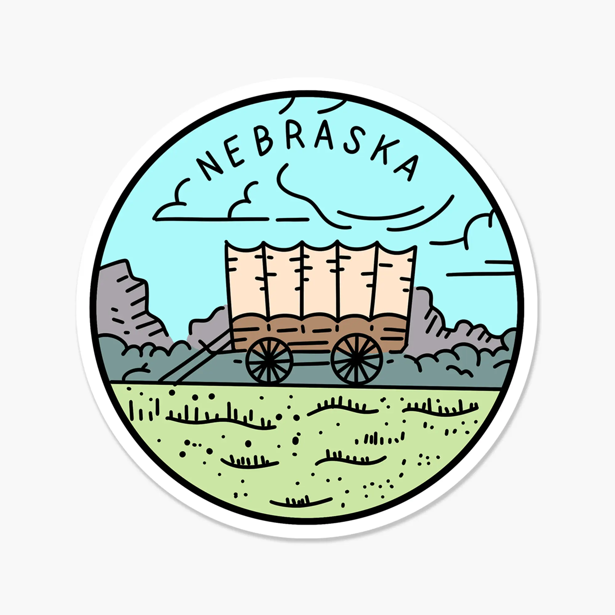 Nebraska Illustrated US State 3 x 3 in - Travel Sticker