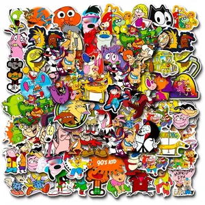 90s Cartoon Stickers 100PCS Vinyl Waterproof Stickers for Laptop,Bumper,Skateboard,Water Bottles,Computer,Phone,Car,Bicycles, Bedroom, Travel Case,Motorcycle, Cartoon Anime Stickers for Kids Teens Adult