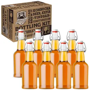 8-Pack 16 fl oz Swing Style Glass Bottles