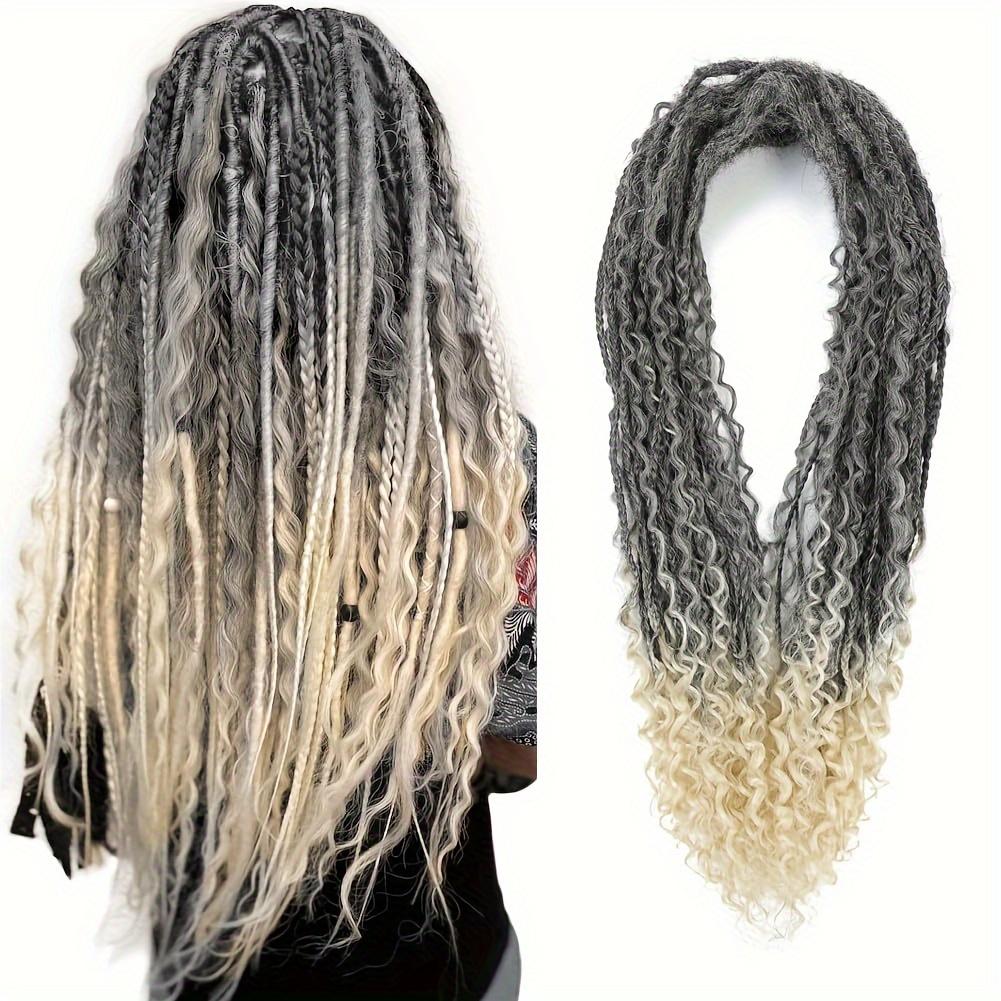 "15Pcs Mixed Double Ended Dreadlock Extensions 24 Inch Dreads Handmade Boho Hippie Style Straight & Curly Dreadlocks Hair Extensions For Women "	