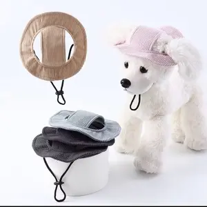 nuevo lindo sombrero de perro con correa ajustable transpirable oreja-agujero PANA Nylon algodón plástico lana bambú tela cuero accesorio