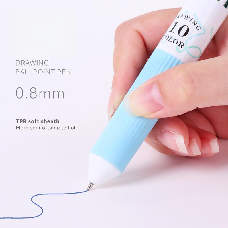 6 Pack Multicolor Pens, 60 Colors, 10-in-1 Colored Ballpoint Pen,0.8mm Fine Point Smooth Writing, Retractable Ballpoint Pens for Office School Students Gifts