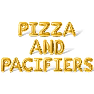 Letter Balloons - PIZZA AND PACIFIERS 16" Inch Alphabet Letters Foil Mylar Balloon Baby Shower Party Banner