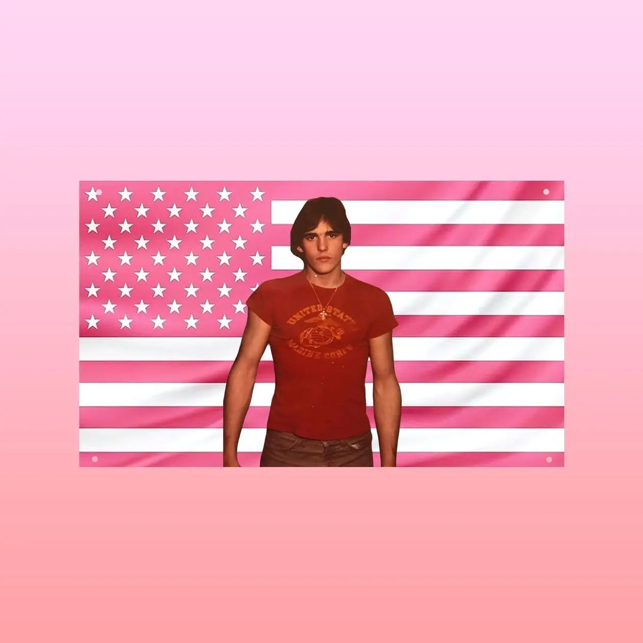 Matt Dillon Pink US Flag | The Outsiders Wall Flag | 80s Movie Tapestry | Vintage Room Decor | Classic Film Fan Gift