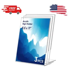 3 Pack Acrylic Sign Holder 8.5x11 Inches, Clear Display Holder