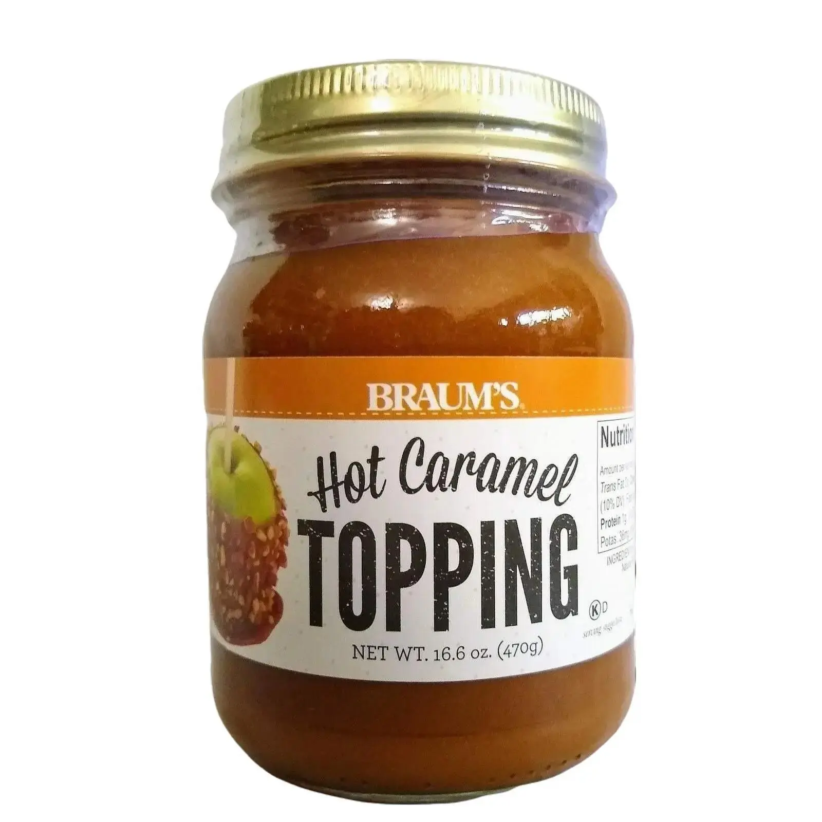 Braum's Hot Caramel Topping 16.6 Ounce Glass Jar