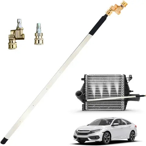 Radiator Cleaning Wand with Air Pipe Quick Connector, 4500 PSI 24'' High Pressure Radiator Cleaning Tool, Quick Water Tank Cleaner for Household Cars Trucks SUV RV (no Switch)