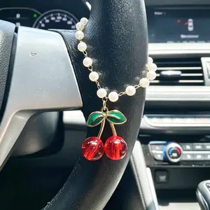 Sweet Cherry Pendant Car Steering Wheel Decoration Chain Interior Accessory, Car Ornament, Car Trinkets, Stylish Car Decor, Perfect Gift for Car Enthusiasts