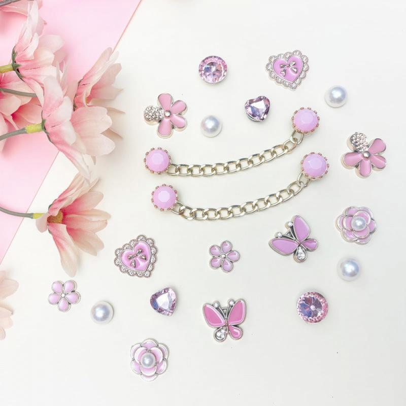 20pcs Bling Plastic Butterfly Flower Sparkling Rhinestones Diy Shoe Decoration Charms For Women's Party Favor Pink Footwear Pearl 20pcs Bling Plastic Butterfly Flower Sparkling Rhinestones Diy Shoe Decoration Charms For Women's Party Favor Pink Footwear Pearl