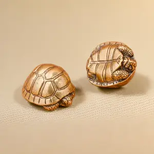 Pure Brass Turtle Desktop Ornament, Feng Shui Sea Turtle Copper Sculpture Statue, Antiques Tea Pet Decorative Figurine, Old Copper Craft, Home Decor Accessory