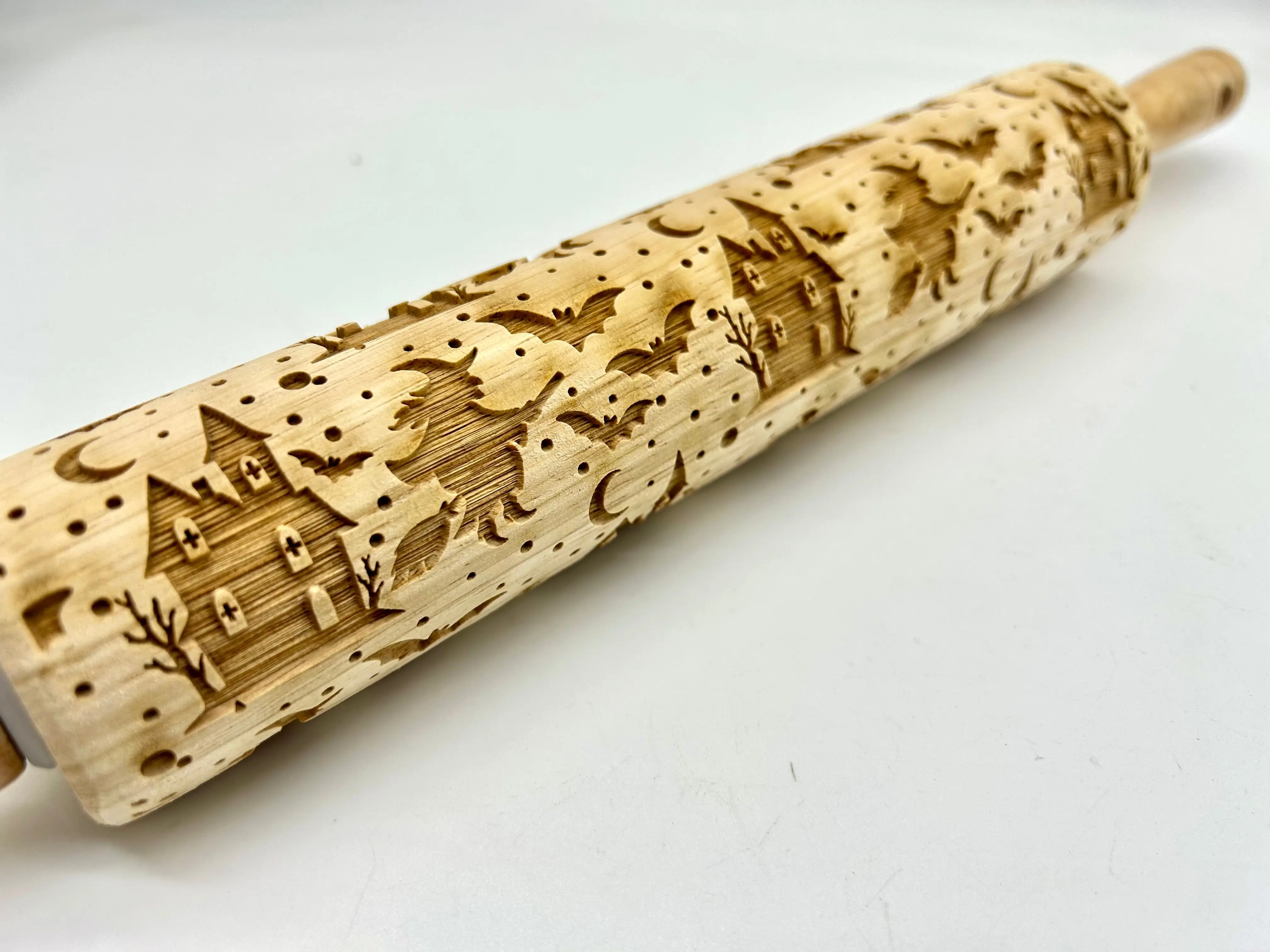 Witch and Bat Embossed Rolling Pin