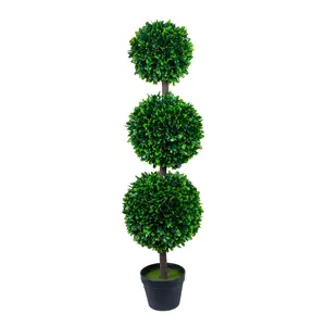 3.4ft Artificial Topiary Tree 3-Tier Ball, UV Resistant Faux Boxwood Topiary Plant with Pot, Lifelike Fake Greenery for Indoor Outdoor Front Porch Home Garden Decor