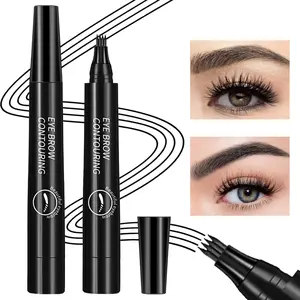 4D Black Waterproof Microblading Eyebrow Pencil – Dual-Tip & Hair-Like Brush for Defined, Smudge-Proof All-Day Brow Hold