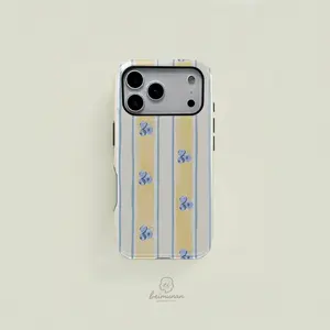 Blueberry Vertical Stripe Phone Case, Durable Shockproof Fashion Cover for iPhone 11-17 Pro Max, Samsung Galaxy S25-S23 Ultra