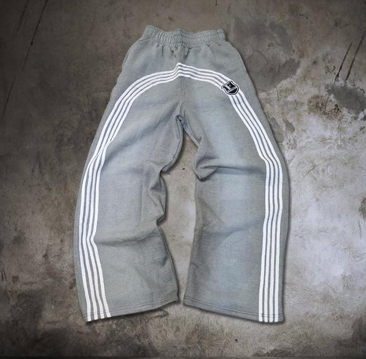 Continuous Stripe Grey Baggy Sweatpants