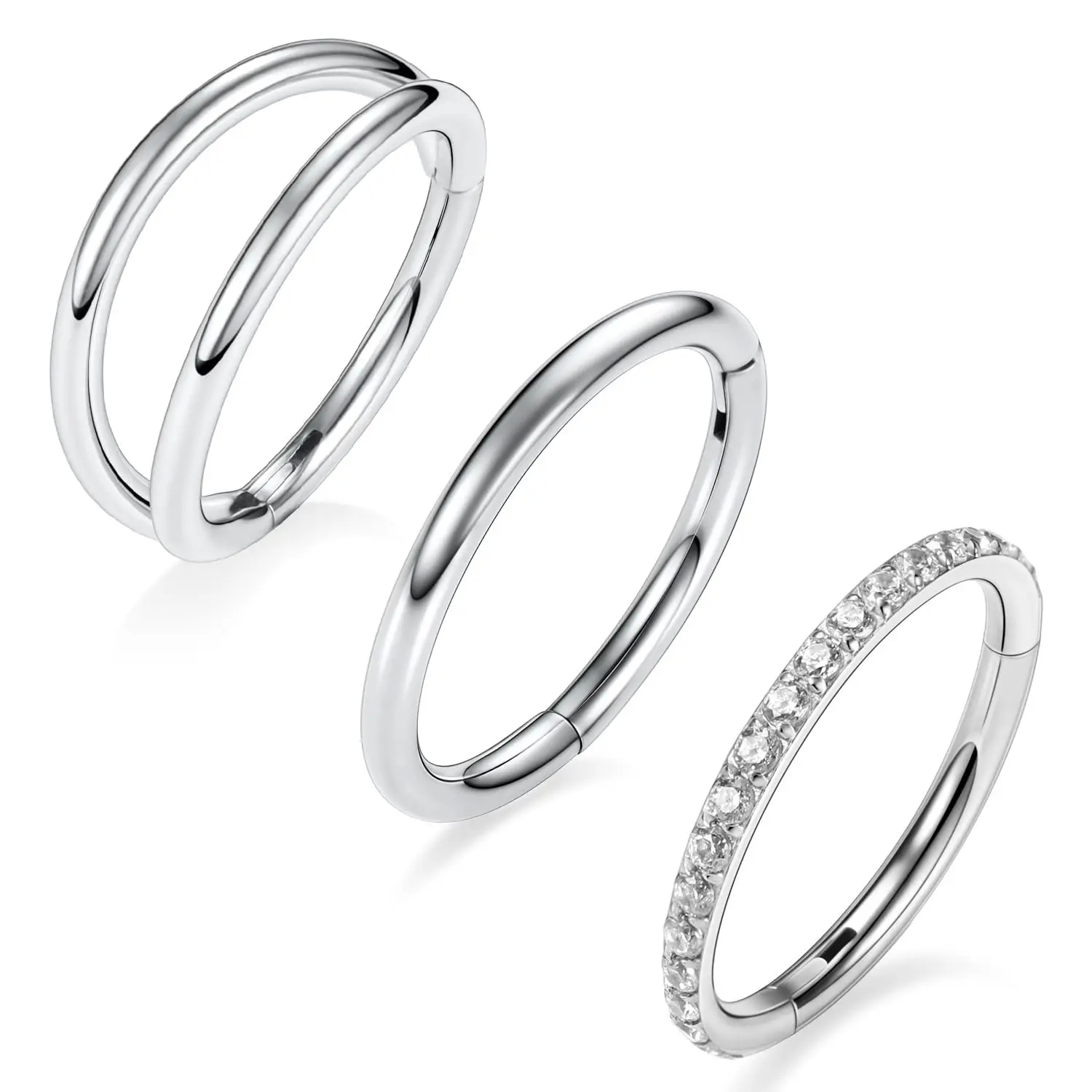 Style 2-Silver Double&Clear CZ