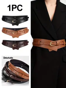 Fashion PU Belt with Alloy Buckle, Detachable Versatile Waistband, Coffee Colors Available, Casual Accessory, Elegant Belt Buckle